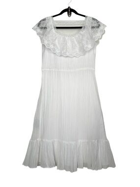 Vintage Lace Collar Ruffle Midi Dress Romantic Prairiecore Feminine Countrycore